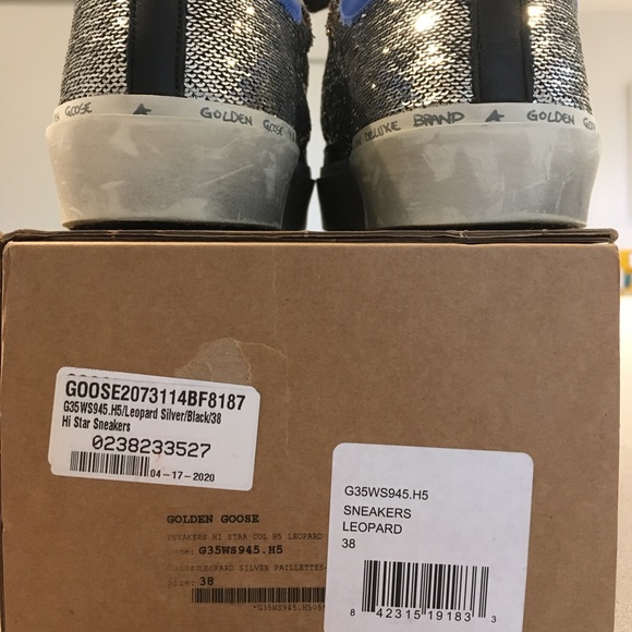 Golden Goose Hi Star Sneaker Silver/Black 38 NIB - Picture 3 of 8